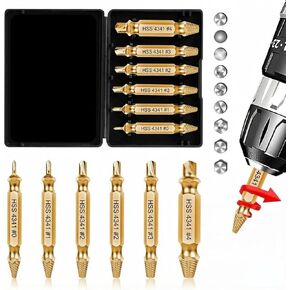 Damaged Screw Extractor Set, 6 PCS Stripped Screw Extractor Kit for Broken Bolt Extractor,HSS 4341, All-Purpose HSS Bolt Extractor Screw Remover Set (Silver) in Saudi Arabia