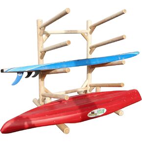 5-Place One-Sided SUP Log Rack, Outdoor Kayak Storage Racks, Paddle Board Rack for Storage Organizer, SUP Racks for Boat Storages, Paddleboard Stand - Canyon Brown + 15" Anchor Kit in Kuwait