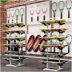 رف لوح تزلج متعدد الطبقات - منظم حامل أرضي للألواح الطويلة وألواح التزلج - حل تخزين موفر للمساحة للأسطح والملحقات in Kuwait