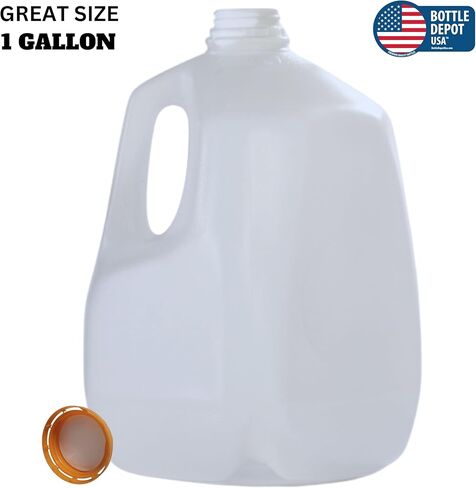 (8 عبوات) زجاجات عصير بلاستيكية فارغة سعة 128 أونصة مع أغطية لولبية برتقالية واضحة - زجاجات عصير - مثالية للعصائر والحليب والعصائر والقهوة المثلجة والنزهات وحتى إعداد الوجبات - صنع في الولايات المتحدة الأمريكية in Kuwait