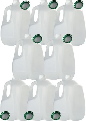 (8 عبوات) زجاجات عصير بلاستيكية فارغة سعة 128 أونصة مع أغطية لولبية خضراء واضحة - زجاجات عصير - مثالية للعصائر والحليب والعصائر والقهوة المثلجة والنزهات وحتى إعداد الوجبات - صنع في الولايات المتحدة الأمريكية in Kuwait