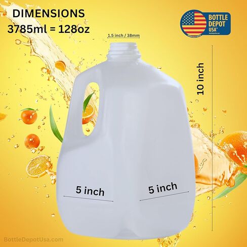 (4 عبوات) زجاجات عصير بلاستيكية فارغة بسعة 128 أونصة مع أغطية خضراء واضحة - زجاجات عصير - مثالية للعصائر والحليب والعصائر والنزهات وحتى إعداد الوجبات - صنع في الولايات المتحدة الأمريكية in Kuwait