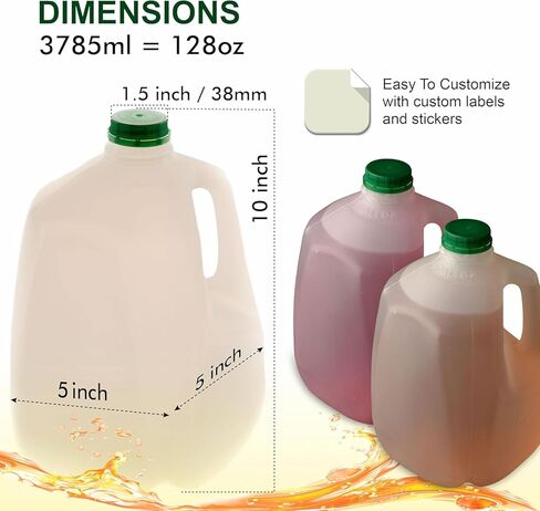 (8 عبوات) زجاجات عصير بلاستيكية فارغة جالون مع أغطية خضراء واضحة 128 أونصة - زجاجات عصير - مثالية للعصائر والحليب والعصائر والنزهات وحتى إعداد الوجبات - صنع في الولايات المتحدة الأمريكية in Kuwait