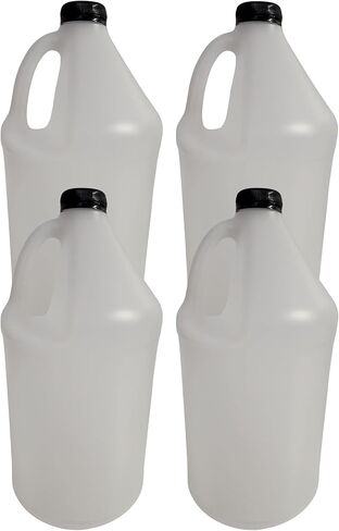 إبريق بلاستيكي سعة 1 جالون قابل لإعادة الاستخدام (4 عبوات) آمن للطعام، خالي من مادة BPA | HDPE عالي التحمل، مع أغطية لولبية سوداء واضحة | درجة الغذاء خالية من مادة BPA in Saudi Arabia