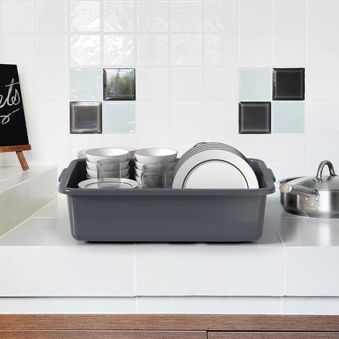 صندوق فابابا التجاري البلاستيكي 12 عبوة، حوض حافلة المطبخ سعة 13 لتر، رمادي in Kuwait