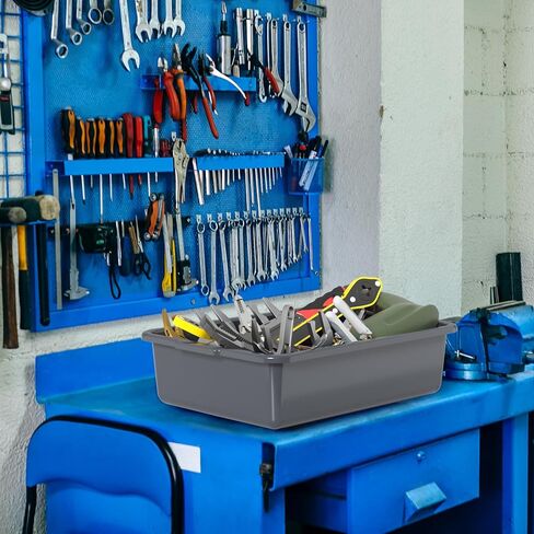 صندوق فابابا التجاري البلاستيكي 12 عبوة، حوض حافلة المطبخ سعة 13 لتر، رمادي in Kuwait