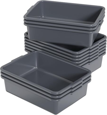 صندوق فابابا التجاري البلاستيكي 12 عبوة، حوض حافلة المطبخ سعة 13 لتر، رمادي in Kuwait