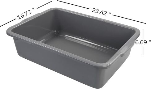 4 عبوات من أحواض الحافلات البلاستيكية الكبيرة سعة 32 لترًا، صندوق صينية الحافلات التجارية، رمادي in Kuwait