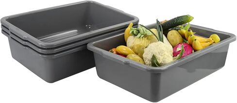 4 عبوات من أحواض الحافلات البلاستيكية الكبيرة سعة 32 لترًا، صندوق صينية الحافلات التجارية، رمادي in Kuwait