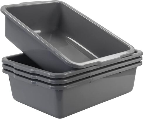 4 عبوات من أحواض الحافلات البلاستيكية الكبيرة سعة 32 لترًا، صندوق صينية الحافلات التجارية، رمادي in Kuwait