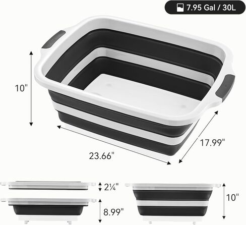 Collapsible BBQ Prep Tub with Cutting Board & Lid, Folding Food Container BPA-Free Heavy-Duty, Dishwasher Safe, Upgraded Drain Hole - for Camping, Grilling Outdoor Cooking (Black, XX-Large) in Saudi Arabia