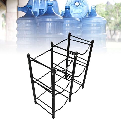 generic 3-Tier 2-Row Water Bottle Storage Rack, Carbon Steel Organizer Stand for 6 Large Bottles - Space-Saving Holder for Kitchen Office Living Room in Saudi Arabia