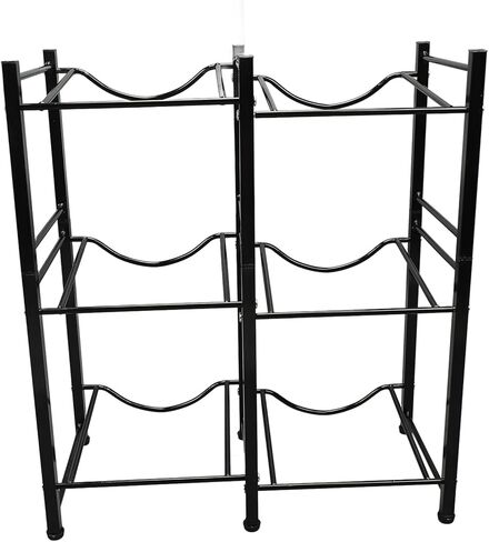 generic 3-Tier 2-Row Water Bottle Storage Rack, Carbon Steel Organizer Stand for 6 Large Bottles - Space-Saving Holder for Kitchen Office Living Room in Saudi Arabia
