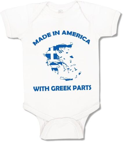 Baby Bodysuit Made in America with Greek Parts Cotton Boy & Girl Clothes White in Kuwait
