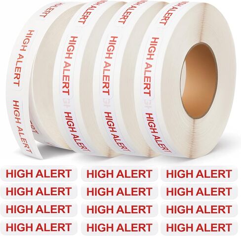 2000 Pcs/4 Roll High Alert Labels in Blister Packs 1-5/8" x 3/8" Ad Label Medication Instruction Labels High Alert Permanent Paper Label for Pharmacy & Hospital Safety, Red in Saudi Arabia
