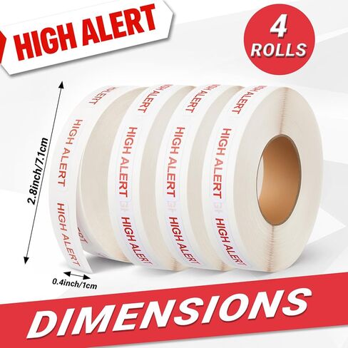 2000 Pcs/4 Roll High Alert Labels in Blister Packs 1-5/8" x 3/8" Ad Label Medication Instruction Labels High Alert Permanent Paper Label for Pharmacy & Hospital Safety, Red in Saudi Arabia