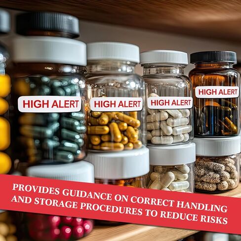 2000 Pcs/4 Roll High Alert Labels in Blister Packs 1-5/8" x 3/8" Ad Label Medication Instruction Labels High Alert Permanent Paper Label for Pharmacy & Hospital Safety, Red in Saudi Arabia