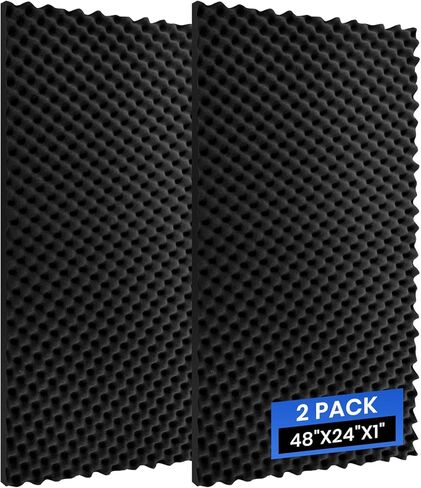 4 Pack Acoustic Foam Panels, 48''X24''X1'' Egg Crate Sound Proof Foam, High Density Noise Cancelling Soundproofing Wall Panels for Studio Office Game Room (Black) in Kuwait