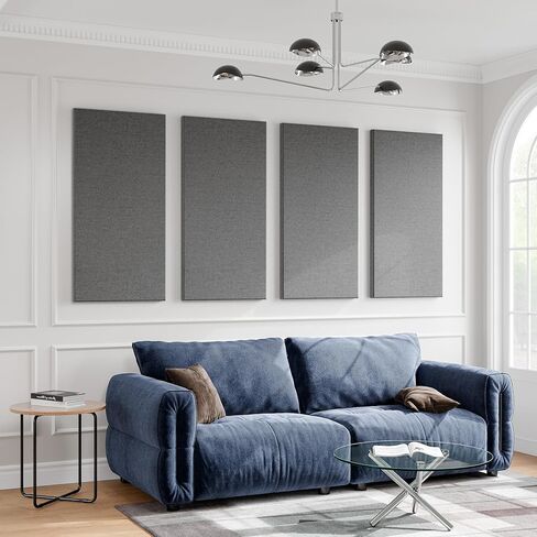 SMARTSTANDARD 4 PCS Acoustic Wall Panels, 2" Thick 47.2" x 23.6" Fiberglass Soundproof Wall Panels with Hanging System for Studios Home Theater Office Meeting Room, Black in Saudi Arabia