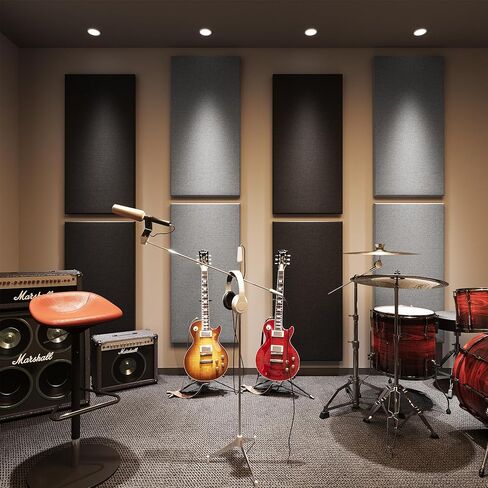 SMARTSTANDARD 4 PCS Acoustic Wall Panels, 2" Thick 47.2" x 23.6" Fiberglass Soundproof Wall Panels with Hanging System for Studios Home Theater Office Meeting Room, Black in Saudi Arabia