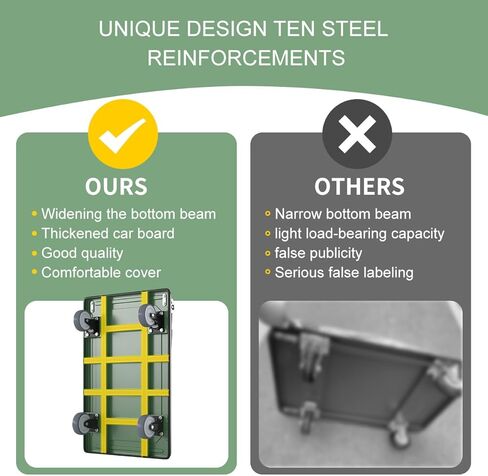 عربة دفع WUD، عربة منصة متنقلة قابلة للطي، سميكة ومعززة، عجلات دوارة 360 درجة، 35.4 بوصة طول × 23.6 بوصة عرض، 1100 رطل. عربة دوللي خضراء بعجلات in Kuwait