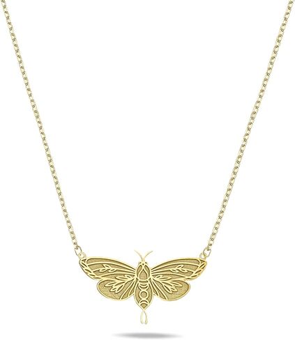 14K Solid Gold Wiccan and Witch Necklace Collection Triple Moon, Witches Knot, Ghost, Pentagram, Luna Moth, and Flying Witch Necklaces – Occult, Celestial & Gothic Gold Pendants, Gift for Her in Kuwait