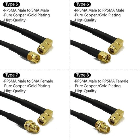 RG58 SMA Cable Male Female Straight Right Angle Extension Pigtail Adapter 1Pcs(Type 10,30CM) in Saudi Arabia