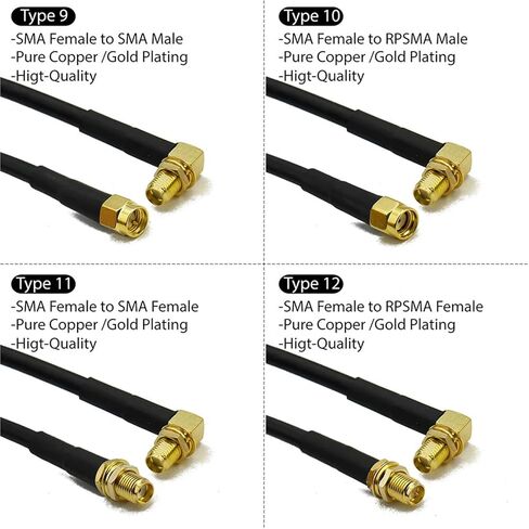 RG58 SMA Cable Male Female Straight Right Angle Extension Pigtail Adapter 1Pcs(Type 10,30CM) in Saudi Arabia
