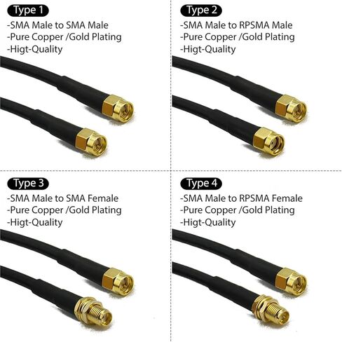 RG58 SMA Male Female 50ohm Coaaxial Cable Coax Assembly Extension Connector Adapter 1Pcs(Type 2) in Saudi Arabia