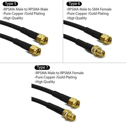 RG58 SMA Male Female 50ohm Coaaxial Cable Coax Assembly Extension Connector Adapter 1Pcs(Type 2) in Saudi Arabia