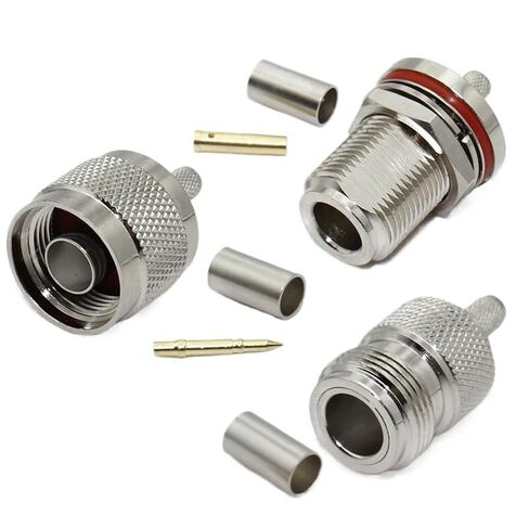 L16 N ذكر موصل سالب نوع تجعيد مستقيم لكابل RG59 RG316 RG58 RG402 RG405 RG8 (رمادي داكن، قطعتان) in Kuwait