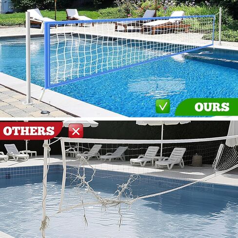 15 x 3FT Pool Volleyball Net with Light and Storage Bag,Adjustable Length 15ft-27ft Portable Pool Volleyball Net Replacement for Inground Pools,Light Up Pool Party Badminton Net for Backyard,Beach in Kuwait