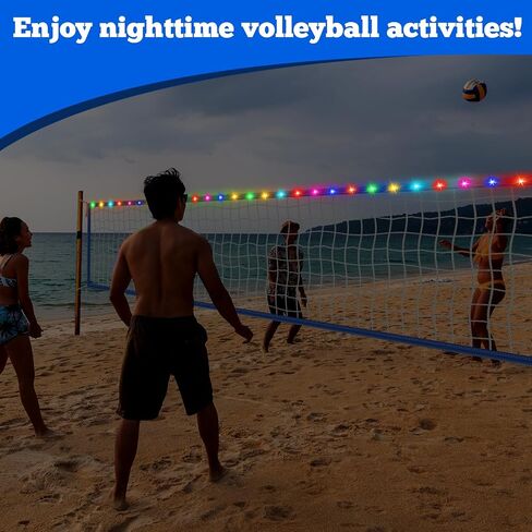 15 x 3FT Pool Volleyball Net with Light and Storage Bag,Adjustable Length 15ft-27ft Portable Pool Volleyball Net Replacement for Inground Pools,Light Up Pool Party Badminton Net for Backyard,Beach in Kuwait