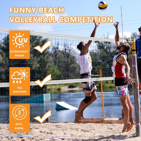 شبكة كرة طائرة بديلة شديدة التحمل في الهواء الطلق مع كابل فولاذي، شبكة كرة طائرة احترافية مقاس 32×3أقدام لشبكة كرة طائرة في الفناء الخلفي لحديقة حمام السباحة على الشاطئ (الشبكة فقط) in Kuwait