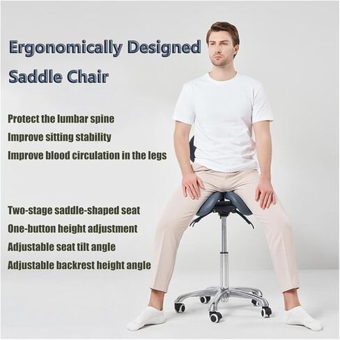 Saddle Stool Split Style Seat Chair Stool with Backrest Saddle Chairs for Hospital Laboratory Office Home(B) in Saudi Arabia