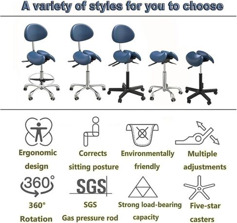 Saddle Stool Split Style Seat Chair Stool with Backrest Saddle Chairs for Hospital Laboratory Office Home(B) in Saudi Arabia