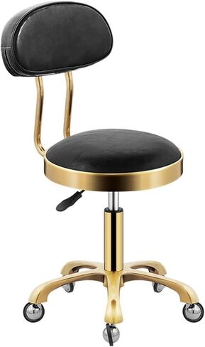Height Leather Stool with Wheels and Backrest for Hospitals School Laboratories Research Institutes Milk Tea Shops Families Chair(Grey) in Saudi Arabia