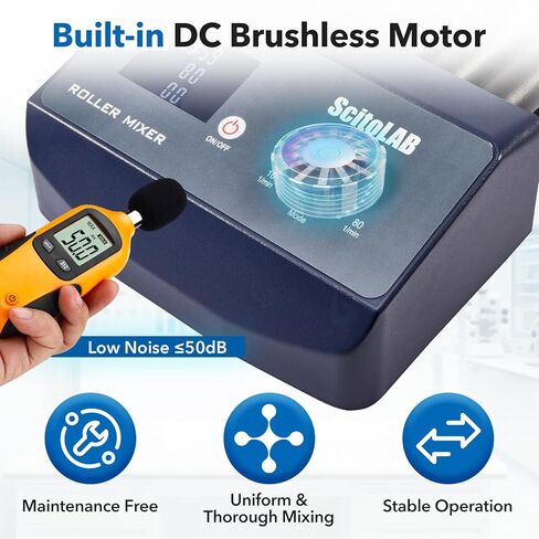 Tube Roller Mixer, 10-80 RPM, Digital Lab Mixer with Timer (1min-99h59min) & Continuous Mode, 27° Tilt Angle, for School Laboratory in Kuwait