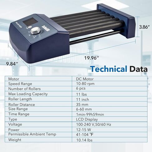 Tube Roller Mixer, 10-80 RPM, Digital Lab Mixer with Timer (1min-99h59min) & Continuous Mode, 27° Tilt Angle, for School Laboratory in Kuwait