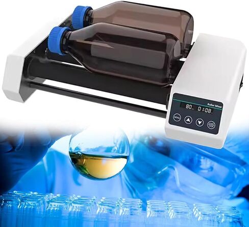 Lab Roller Mixer, 4 Rollers Digital Reagent Bottle Shaker, 20-80rpm Speed Adjustable Mixer, 1min-23h59min Timer and Continuous Modes, for Chemical and Biological Laboratory Testing in Kuwait