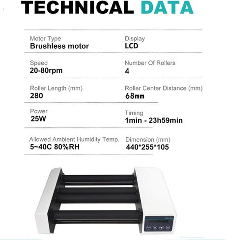Lab Roller Mixer, 4 Rollers Digital Reagent Bottle Shaker, 20-80rpm Speed Adjustable Mixer, 1min-23h59min Timer and Continuous Modes, for Chemical and Biological Laboratory Testing in Kuwait