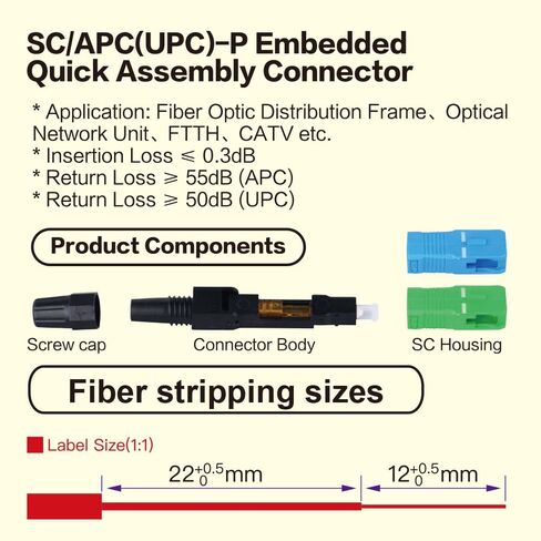 20 قطعة ftth SCAPC موصل سريع من الألياف البصرية، متاح لأسلاك التوصيل المصنوعة 0.9 مم، موصل سريع من الألياف in Kuwait