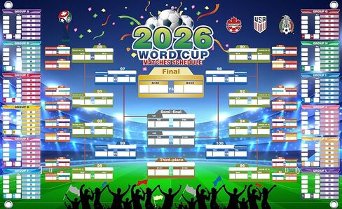 2026 World Cup Wall Chart Poster - 48 Team Tournament Schedule Tracker on Premium Waterproof Oxford Fabric (31.5" x 23.6") - Ultimate Soccer Gift for Fans (2026 World Cup Schedule Calendar-A) in Saudi Arabia