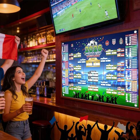 2026 World Cup Wall Chart Poster - 48 Team Tournament Schedule Tracker on Premium Waterproof Oxford Fabric (31.5" x 23.6") - Ultimate Soccer Gift for Fans (2026 World Cup Schedule Calendar-A) in Saudi Arabia