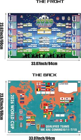 2026 World Cup Wall Chart Poster - 48 Team Tournament Schedule Tracker on Premium Waterproof Oxford Fabric (31.5" x 23.6") - Ultimate Soccer Gift for Fans (2026 World Cup Schedule Calendar-A) in Saudi Arabia