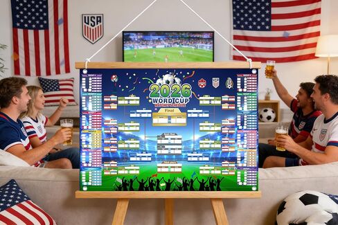 2026 World Cup Wall Chart Poster - 48 Team Tournament Schedule Tracker on Premium Waterproof Oxford Fabric (31.5" x 23.6") - Ultimate Soccer Gift for Fans (2026 World Cup Schedule Calendar-A) in Saudi Arabia
