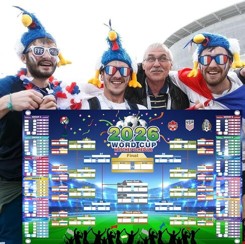2026 World Cup Wall Chart Poster - 48 Team Tournament Schedule Tracker on Premium Waterproof Oxford Fabric (31.5" x 23.6") - Ultimate Soccer Gift for Fans (2026 World Cup Schedule Calendar-A) in Saudi Arabia