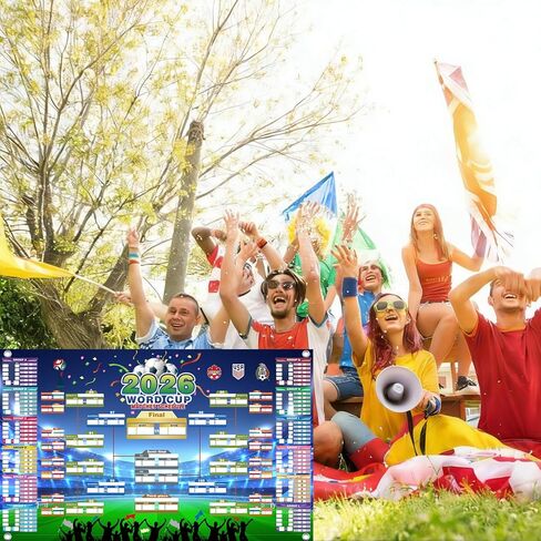 2026 World Cup Wall Chart Poster - 48 Team Tournament Schedule Tracker on Premium Waterproof Oxford Fabric (31.5" x 23.6") - Ultimate Soccer Gift for Fans (2026 World Cup Schedule Calendar-A) in Saudi Arabia
