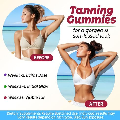 علكة تسمير البشرة خالية من السكر للنساء، تدعم البشرة المتألقة والصحية، وقوة إضافية مع أستازانتين الليكوبين وبيتا كاروتين والفيتامينات - تدعم تسمير البشرة بشكل أسرع، بنكهة الفراولة، 60 قطعة in Kuwait