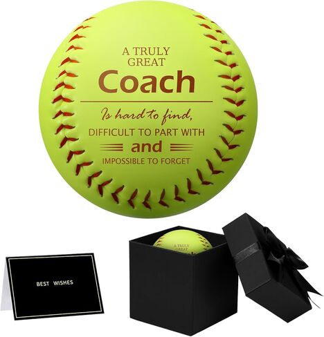 Eurzom Best Softball Coach Gift Set Include 12 Inch Printed Leather Softball Greeting Card and Gift Box Thank You Gifts for Coaches in Saudi Arabia